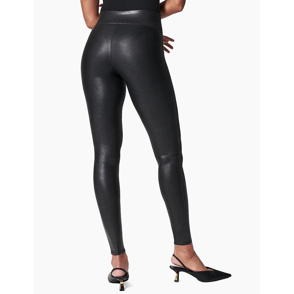 Spanx Faux Leather Leggings Black High Rise Shaping Slimming XS Women Pants - Picture 4 of 15